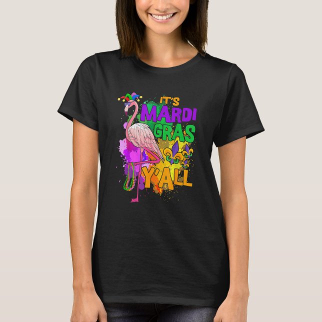 Camiseta Partido Carnaval Idea Flamingo Mardi Gras (Frente)
