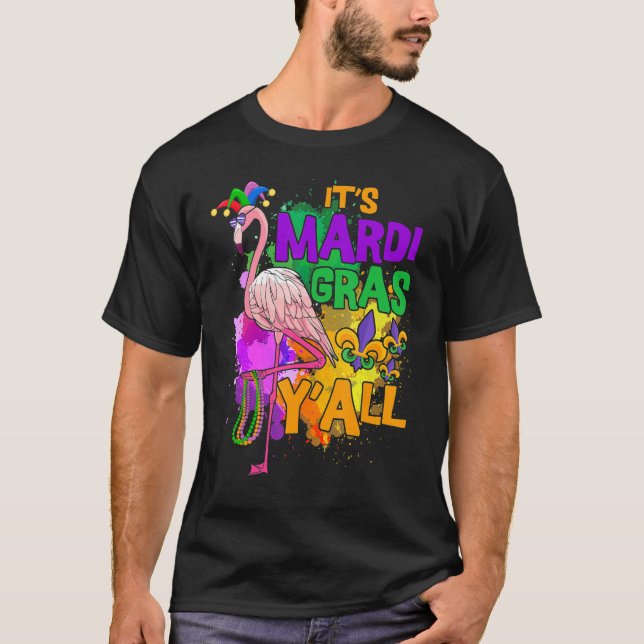 Camiseta Partido Carnaval Idea Flamingo Mardi Gras 11 (Frente)