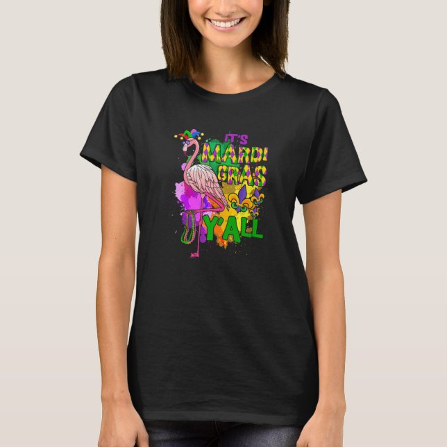 Camiseta Partido Carnaval Idea Flamingo Mardi Gras Premium (Frente)