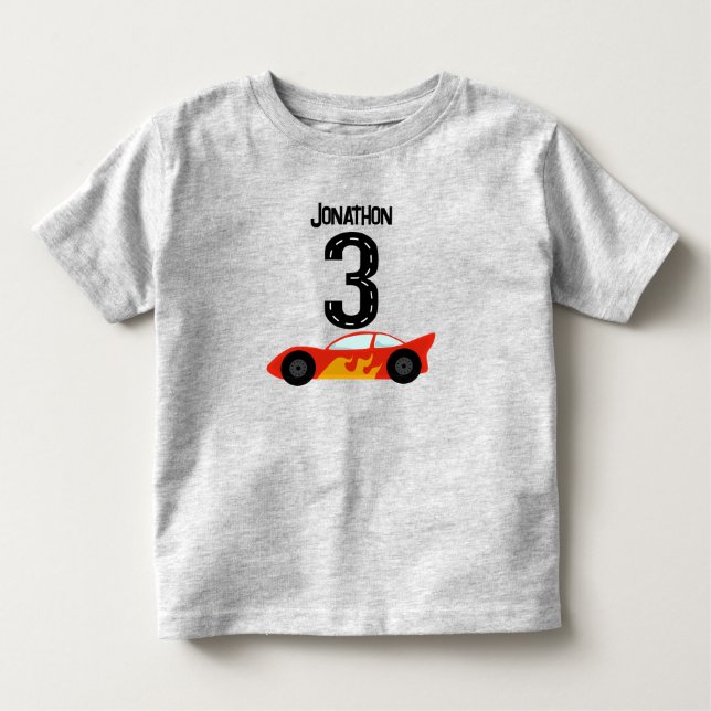 Camiseta Partido de aniversário de 3 anos de Racecar Person (Frente)
