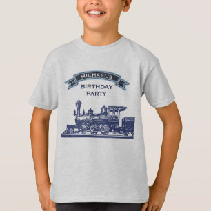 Camiseta Partido de aniversário de criança retro do trem 