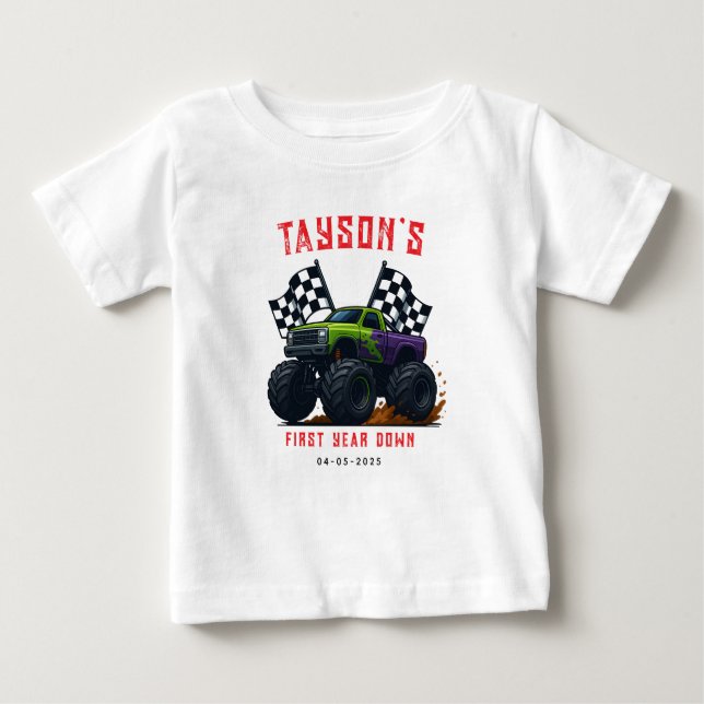 Camiseta Partido do primeiro aniversario Monster Trucks (Frente)