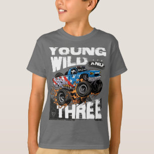 Camiseta Partido Monster Truck aniversário de 3 anos Boy - 