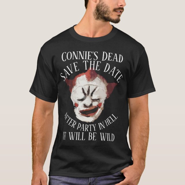Camiseta Partido Morto do Obituário Funeral Connie no Infer (Frente)