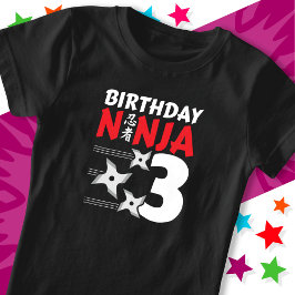 Camiseta Partido Ninja, 3 anos, estende crianças aniversári