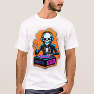 Camiseta Partido Skeleton DJ - Neon Spooky Beats Halloween
