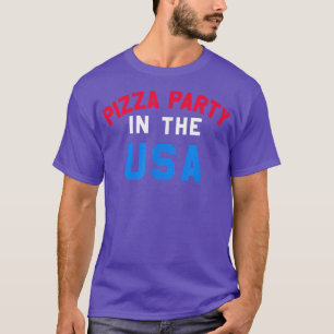Camiseta Partido Trendy Pizza Na Pilha De Texto Dos Eua 334