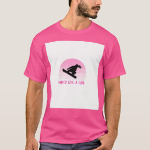 Camiseta Partilhada Como Uma Vintage Menina Snowboarder