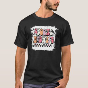 Camiseta Parto Groovy Assustador Floral Fantasma Halloween 