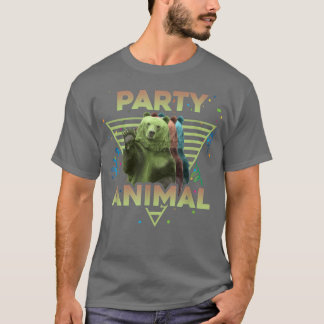Camiseta PARTY ANIMAL Funny Grizzly Bear Vintage 80s Vaporw