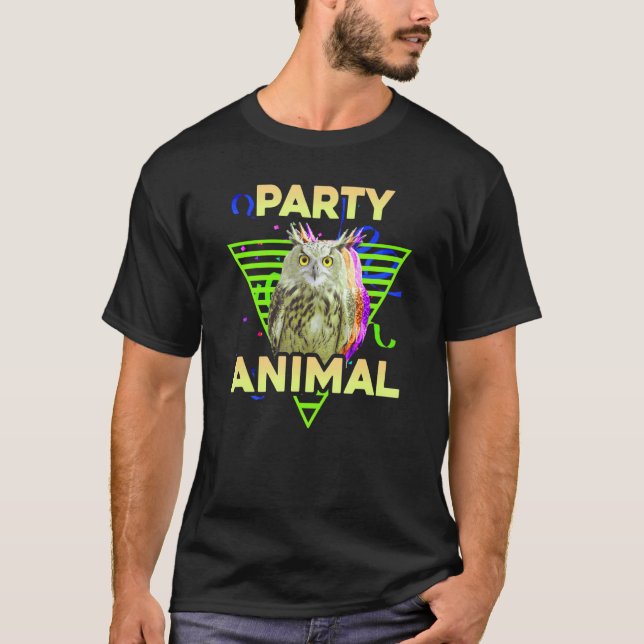 Camiseta PARTY ANIMAL Funny Owls Boys Aniversário de crianç (Frente)
