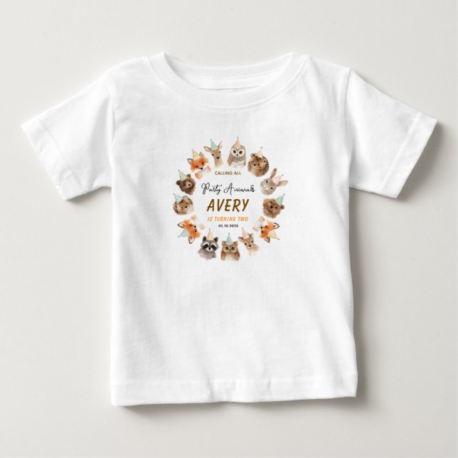 Camiseta Party Animals 2nd Birthday | Cute Jungle Animal (Frente)