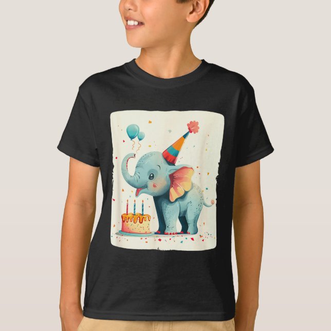 Camiseta Party Large With This Happy Birthday Elephant Grap (Frente)