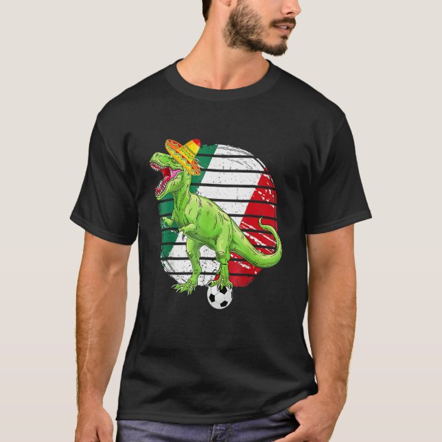 Camiseta Party Mexican Flag Boys Dinosaur Trex Soccer T (Frente)
