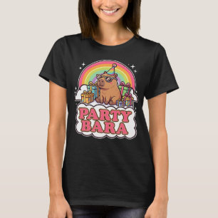Camiseta PartyBara Capivara Fofa Arco-íris