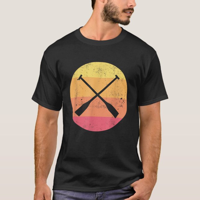 Camiseta Pás Cruzadas, Retro Canoagem Ou Kayaking Paddles (Frente)