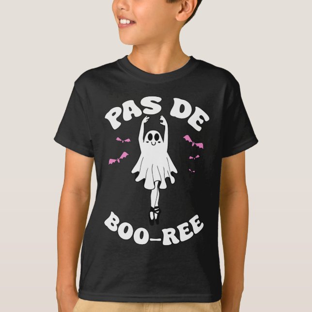 Camiseta Pas De Boo-rée Funny Balé Fantasma Dança Halloween (Frente)