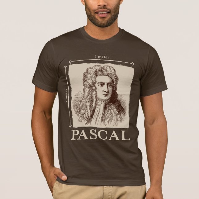 Camiseta Pascal = 1 newton por a piada quadrada da (Frente)