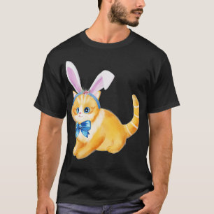 Camiseta Páscoa Adorável Gato Coelhinho Orelha Gato Arco Ga