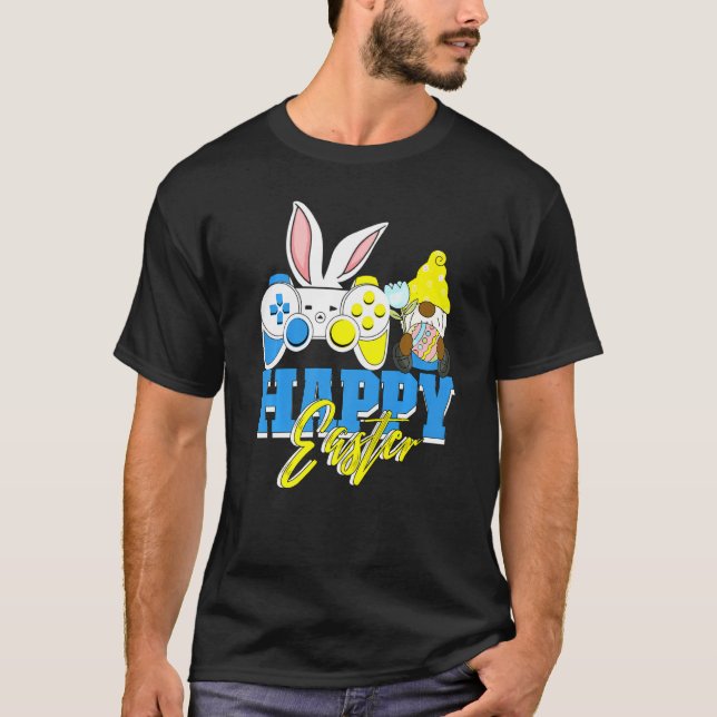 Camiseta Páscoa Africana - Americana Gnomo Gamer Bunny Jogo (Frente)