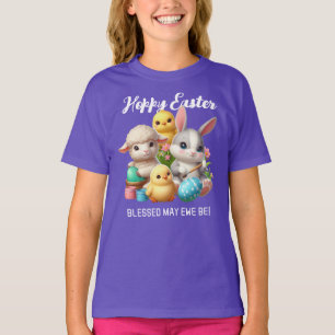 Camiseta Páscoa Alegre Coelhinhos Lindos Cordeiros Pintando