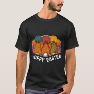 Camiseta Páscoa Alegre pôr do sol retrô coelho da Páscoa es