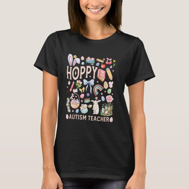 Camiseta Páscoa Alegre Professor de Autismo Coelho Educação (Frente)