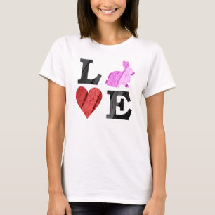 Camiseta Páscoa AMOR com coração e coelho