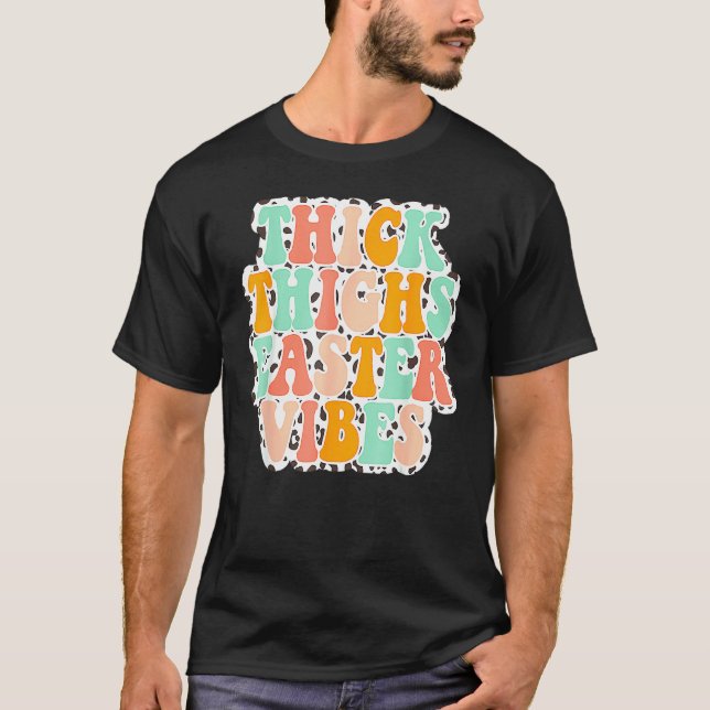 Camiseta Páscoa Apresentar coxas grossas Páscoas Vibes Retr (Frente)