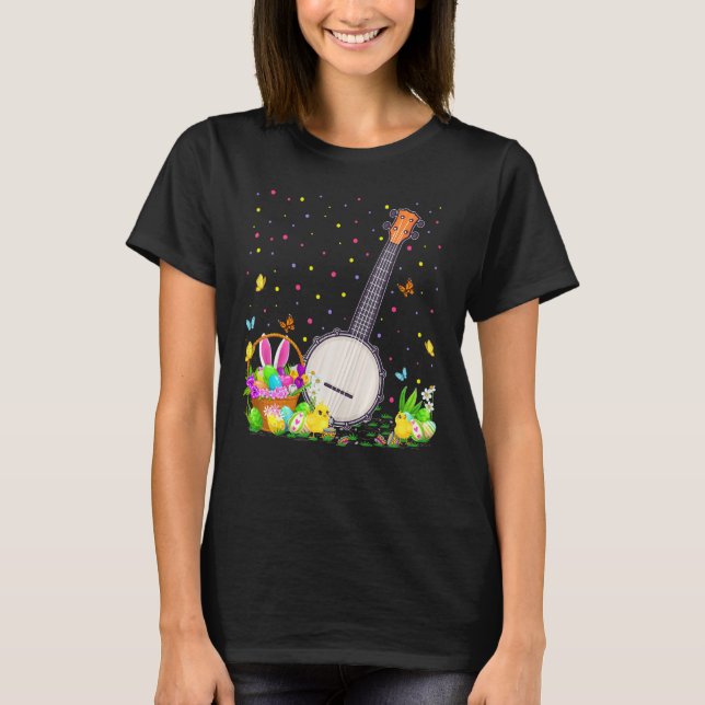Camiseta Páscoa Banjo Bunny Easter Ount Banjo Domingo (Frente)