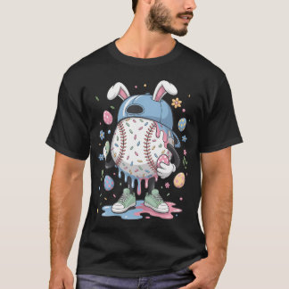 Camiseta Páscoa Beisebol Gotejamento Coelho Meninos