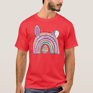 Camiseta Páscoa Bonita, Arco-Íris, Coelhinho de Ovo, Feliz