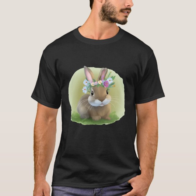 Camiseta Páscoa bonita Bunnypara um humor positivo (Frente)