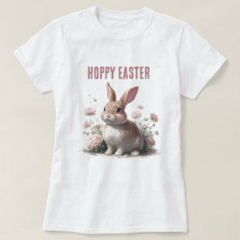 Camiseta Páscoa branca pastel Bunny Floral