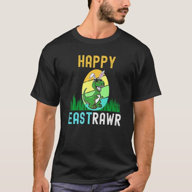 Camiseta Páscoa Bunny Dinosaur Egg Funny 2022 Happy Eastraw (Frente)