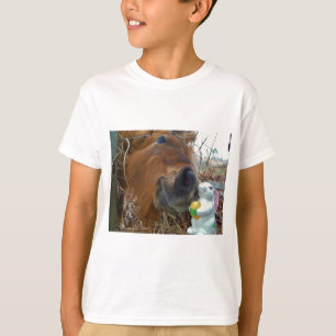Camiseta Páscoa Bunny e Cavalo Marrom