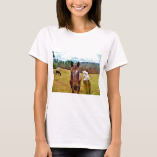 Camiseta Páscoa Bunny e Cavalo Marrom