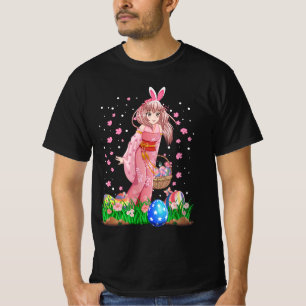Camiseta Páscoa Bunny Ears Kawaii Japonês Anime Manga Teen
