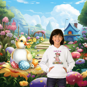 Camiseta Páscoa Bunny Floral Crown Wreath Pintinhos Waterco