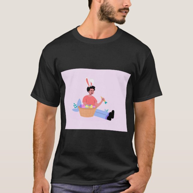 Camiseta Páscoa Bunny Joy Impressão Tee (Frente)