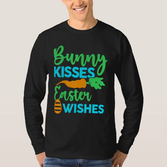 Camiseta Páscoa Bunny Kisses Deseja Um Felz pascoa Dia Cort (Frente)