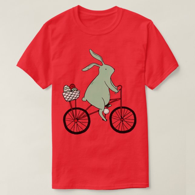 Camiseta Páscoa Bunny Riding Bike (Frente do Design)