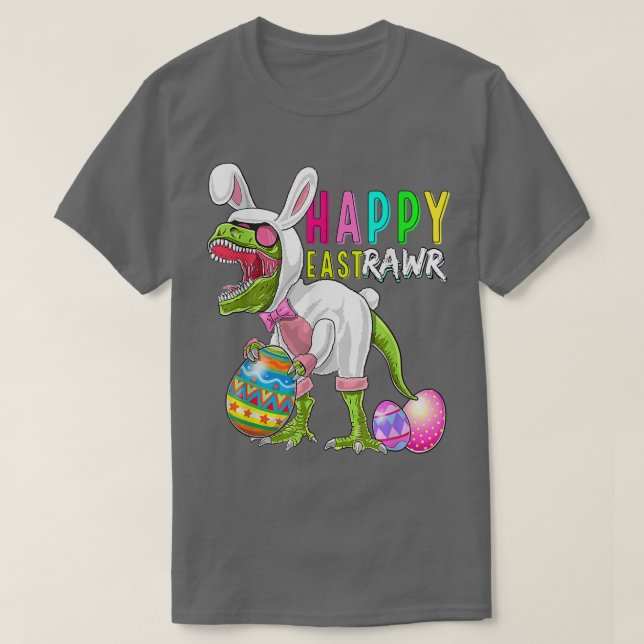 Camiseta Páscoa Bunny T Re Dinossauro 2022 Happy EastRawr C (Frente do Design)