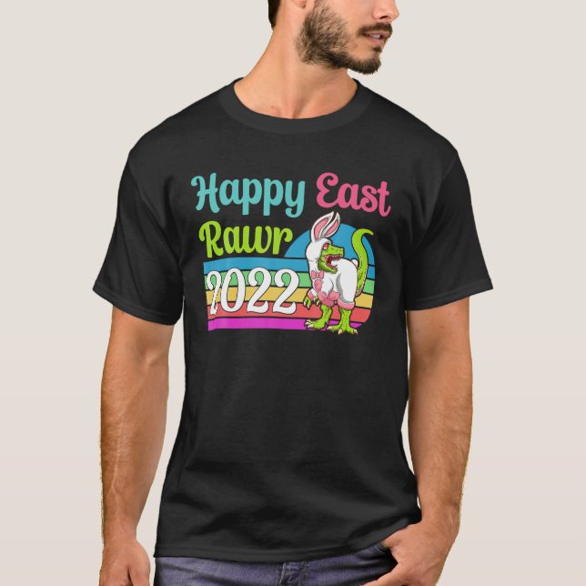 Camiseta Páscoa Bunny T Rex Dinosaur Egg Funny 2022 Happy E (Frente)