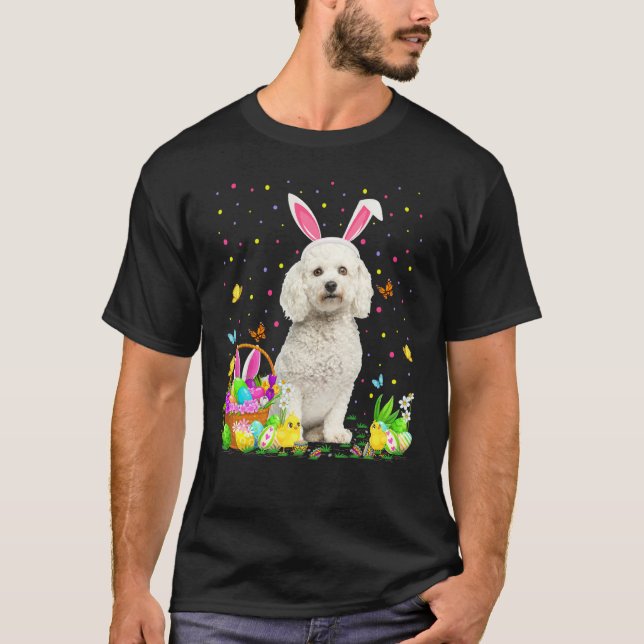 Camiseta Páscoa Caça De Ovos Funny Bichon Frise Páscoa S (Frente)