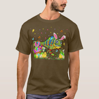 Camiseta Páscoa Camaleão Coelhinho de Caça ao Ovo Camaleão 