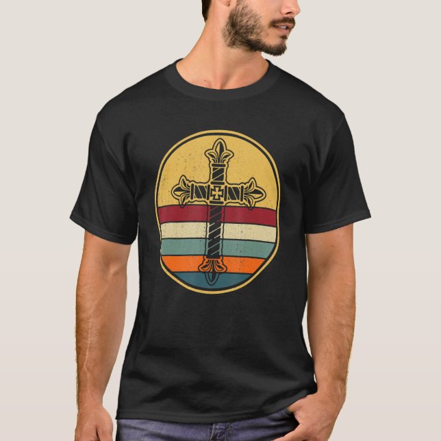 Camiseta Páscoa Católica Vintage Cross (Frente)