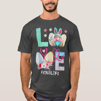 Camiseta Páscoa CNA Life Love Bunnies Stethoscope Enfermand