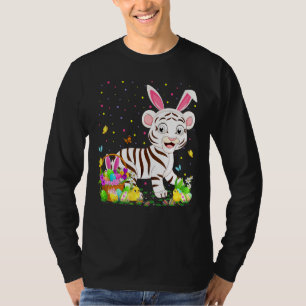 Camiseta Páscoa Coelhinha Ovo Caçando Páscoa Branca de Tigr