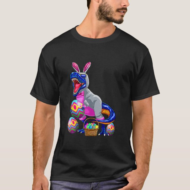 Camiseta Páscoa Coelhinho Dinossauro Ovo T Rex Crianças G (Frente)